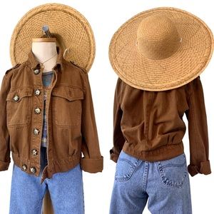 Free People Chestnut Destructive Denim Jacket